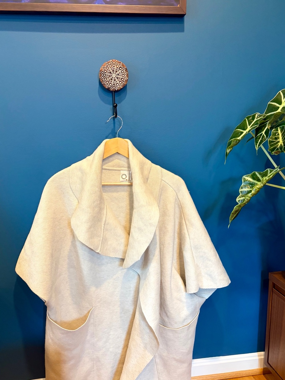 Anthropologie Oversized Oatmeal Cream Shawl-Collar Wrap Jacket/Cardigan